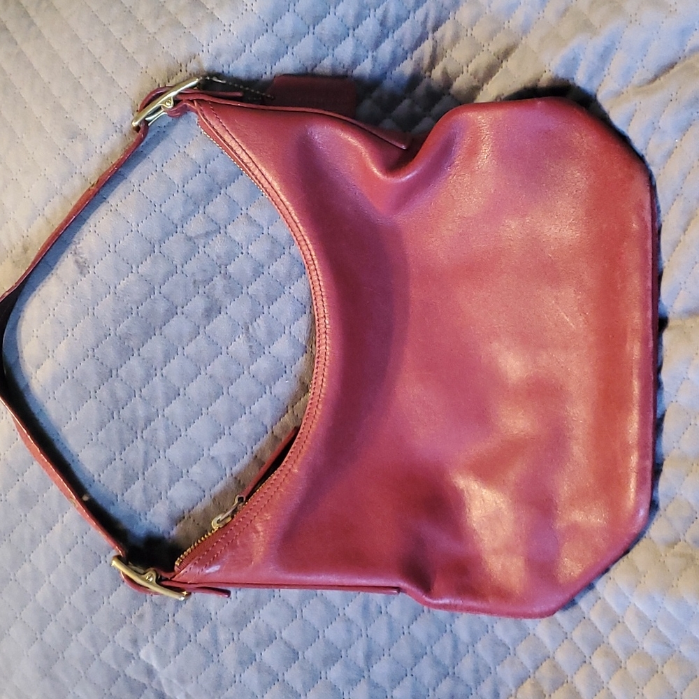 Coach Classic Hobo Bag Red Leather Gem